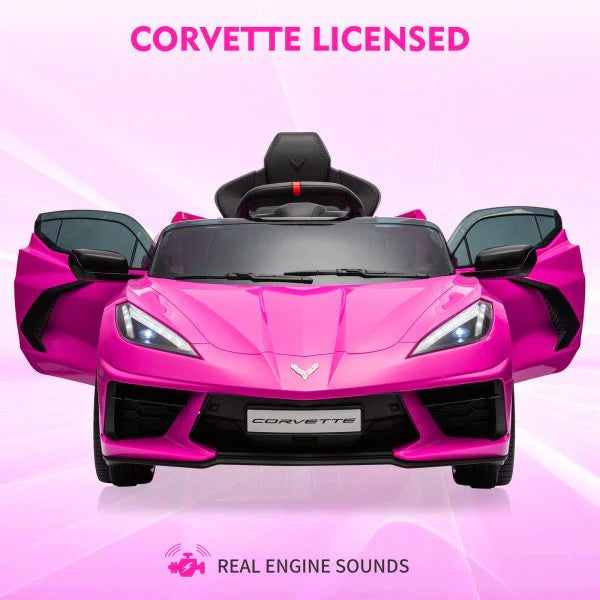 12V Kids Ride on Car Licensed Corvette Battery Powered Car Toddles Electric Sports Car Toy with Remote Control, Visual Dashboard, LED Lights,...