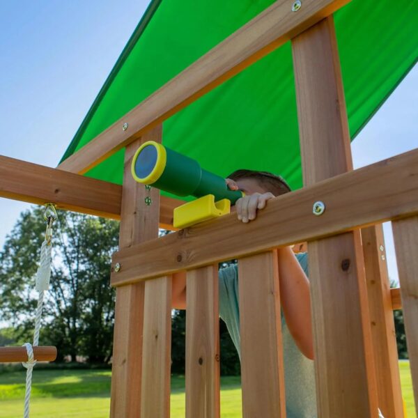 Backyard Discovery Mount Mckinley Cedar Wood Swing Set with Wave Slide, Play Deck, Double Rock Wall, Rope Ladder, Web Swing, Belt Swings, Toy...