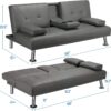 Yaheetech Convertible Sofa Bed Adjustable Couch Sleeper Modern Faux Leather Home Recliner Reversible Loveseat Folding Daybed Guest Bed, Removable...