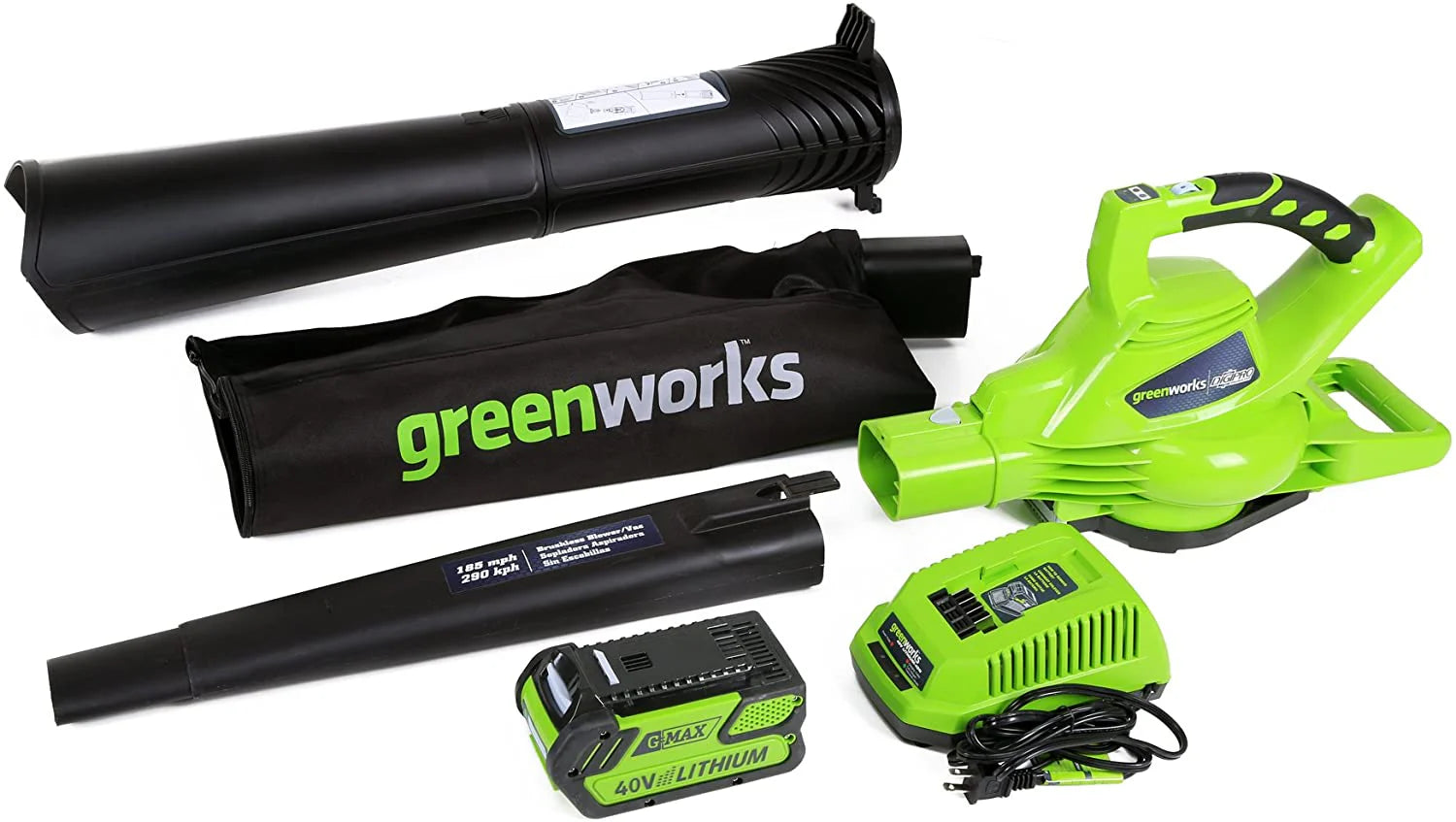 7abbe578ab4589a65e102519adc88950ef719e5569c6836f077a876c5a4b19c1 40V 185 MPH Variable Speed Cordless Leaf Blower/Vacuum, 4.0Ah Battery and Charger Included 24322