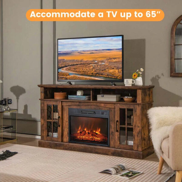 58" TV Console with 23" Fireplace Insert, Fireplace TV Stand for TVs up to 65 Inches, 1400W Electric Fireplace Heater