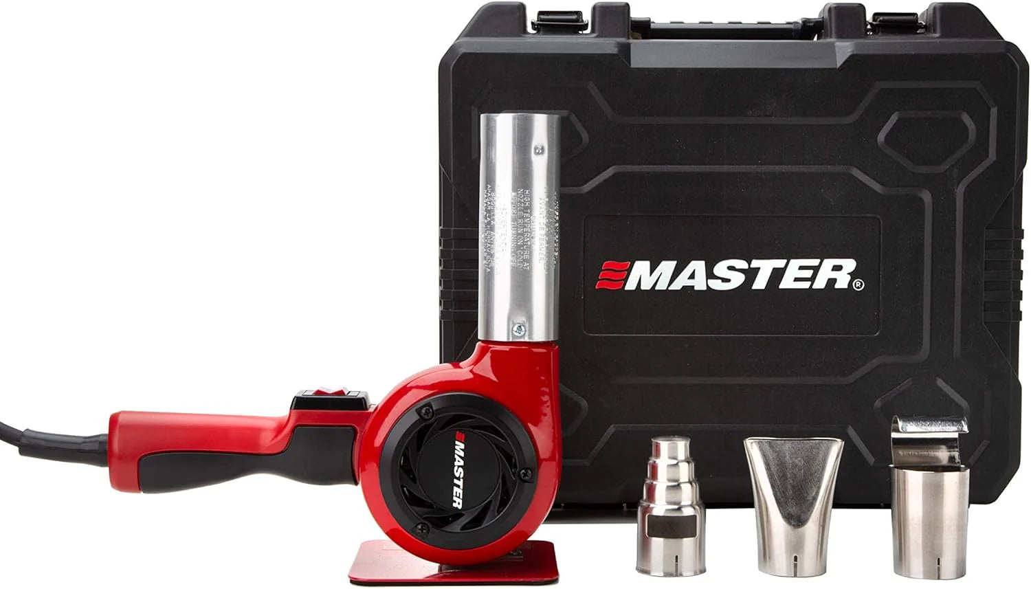 803e082dfc1eb67d0e611030f41ec7fb55548d6cfb61dfaf3f2ff84158e40bc5 Industrial hot air gun kit, quick replacement of plug-in heating elements, adjustable temperature, voltage 120 volts, power 1740 watts, current...