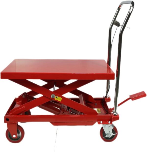 500LBS Hydraulic Lift Table Cart, 30" Lifting Height., Double Scissor Lift Table with 4 Wheels and Non-Slip Pad, Hydraulic Scissor Lift Table for...