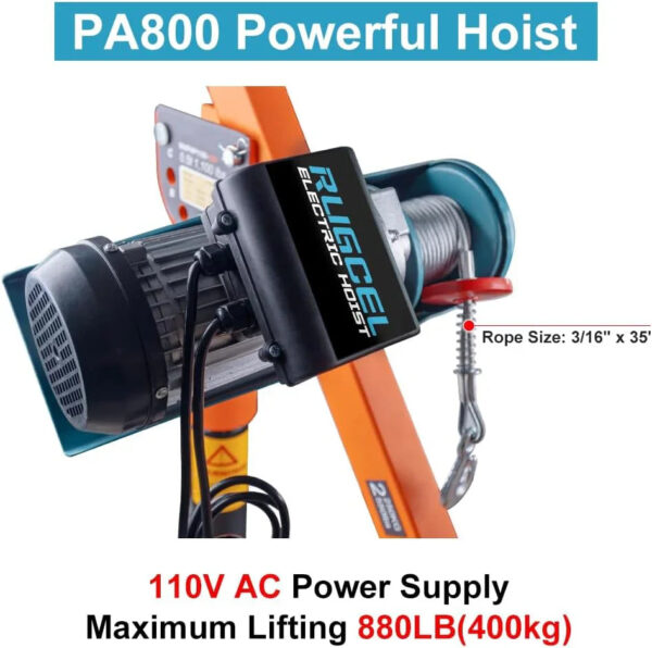 1100lb Folding Dismountable Household Hoist Truck Crane with Electric Hoist (110V) 880lb Pulling Force, Jib Cranes for Factory, Warehouse,...