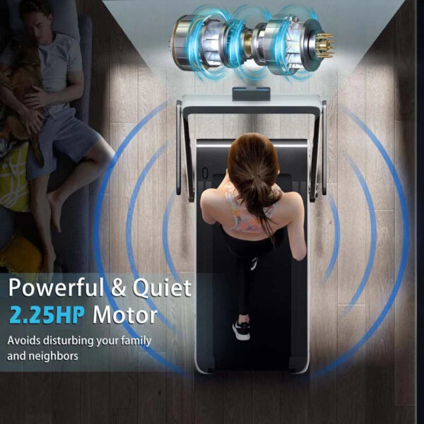 2.5HP 2-in-1 Folding Under Desk Treadmill with Speaker APP Remote Control, Portable Walking Jogging Machine for Home Gym Office