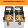 3000W Commercial Electric Deep Fryer With Baskets & Lids,2x3L Stainless Steel Double Deep Fryer,Small Deep Fryer With Basket,Temperature...