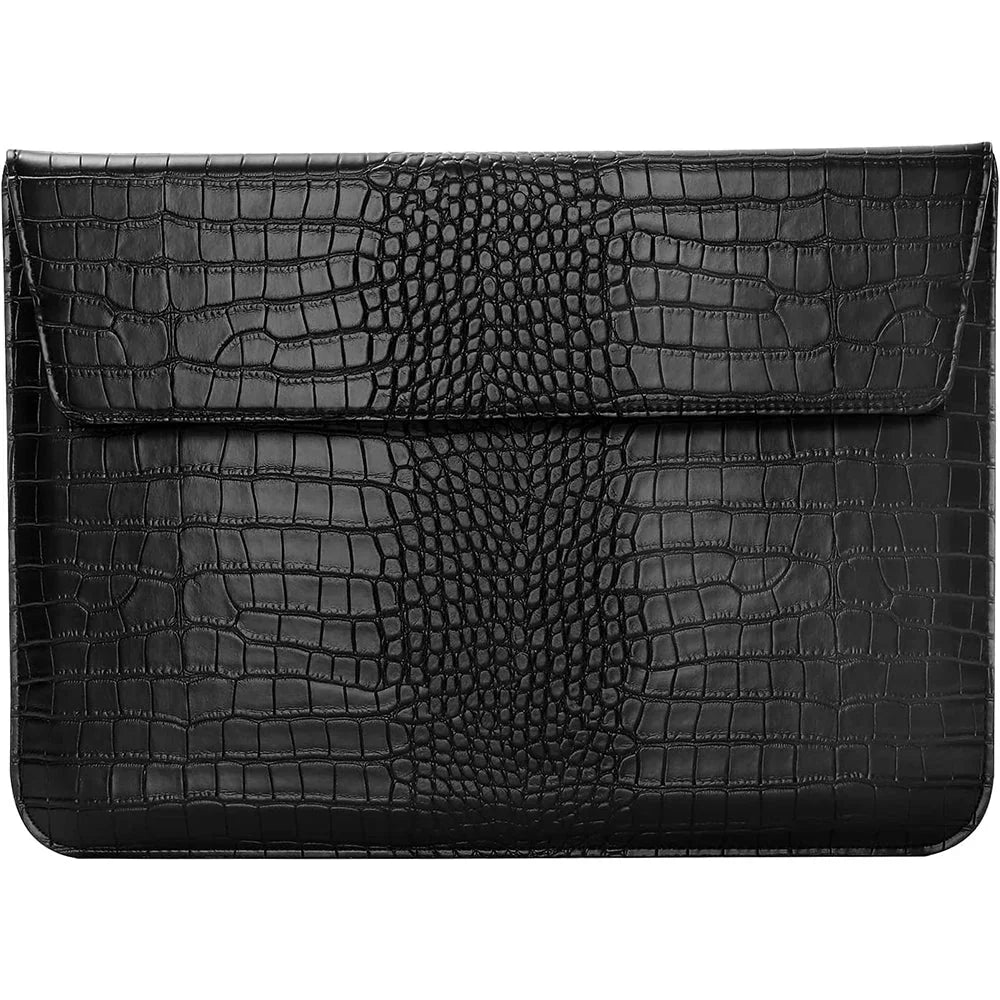 8407d1b70da7303536ca6abf01f58e3872916d65de453c58e4ea30e0266a2331 Black Faux Crocodile Laptop Sleeve Case