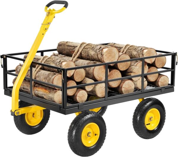 1200-pound steel garden cart, heavy-duty capable of pulling garden truck, two-in-one outdoor metal multi-functional cargo vehicle for garden,...