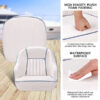 Pontoon Boat Seat, Captains Bucket Boat Seat, Back Folding Boat, Boat Cabin Seating White & Blue