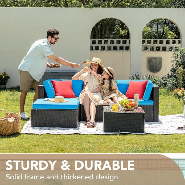 Devoko 5 Pieces Patio Furniture Sets All Weather Outdoor Sectional Patio Sofa Manual Weaving Wicker Rattan Patio Seating Sofas with Cushion and...