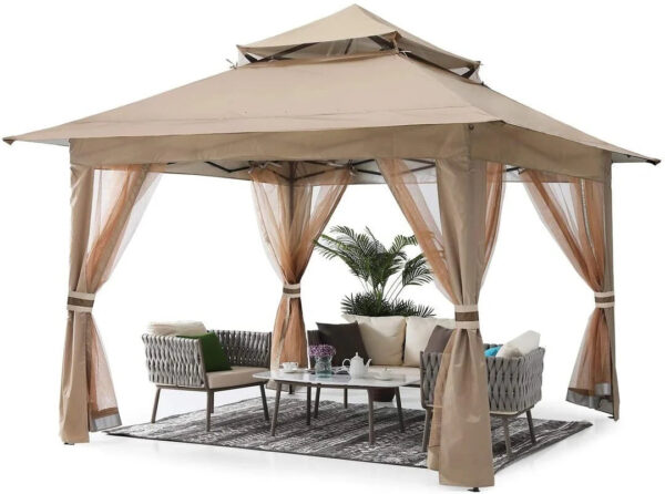 13x13 Gazebo Tent Outdoor Pop up Gazebo Canopy Shelter with Mosquito Netting