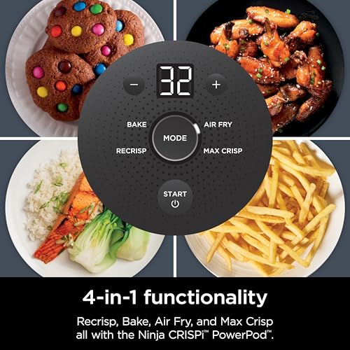 Ninja Crispi 4 in 1 Portable Glass Air Fryer Cooking System, 4QT & 6 Cup Glass Containers with Storage Lids, Easy Meals, Microwave, Freezer &...