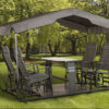 Outdoor Glider Benches for Outside Porch Patio Yard Retro Metal Glider Chair Outdoor