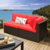 Devoko 5 Pieces Patio Furniture Sets All Weather Outdoor Sectional Patio Sofa Manual Weaving Wicker Rattan Patio Seating Sofas with Cushion and...