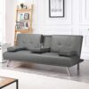Yaheetech Convertible Sofa Bed Adjustable Couch Sleeper Modern Faux Leather Home Recliner Reversible Loveseat Folding Daybed Guest Bed, Removable...