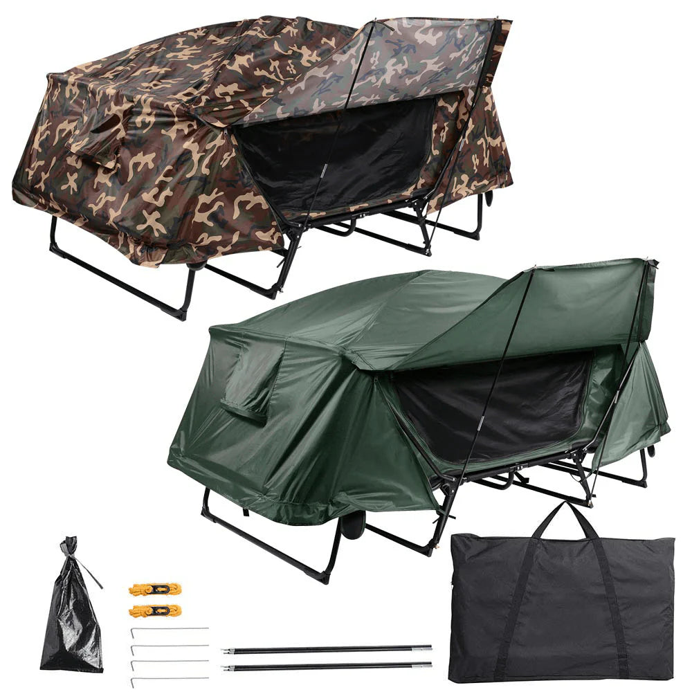 8a85249e6081ecd271f96df6de7bc932a7d224dc99ce3cd1b18307cc9053dd6c 2-Person Cot Tent Camping Folding Off the Gound Tent with Fly 4-Legs