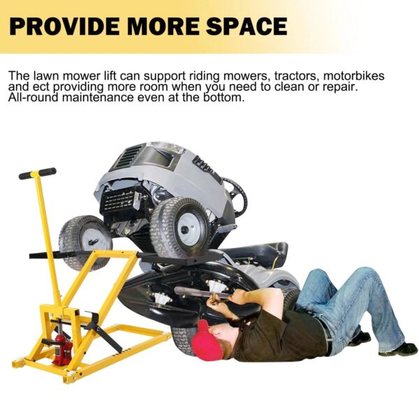 Lawn Mower Lift with Hydraulic Jack, 26 Inches Lawn Mower Lift, Welded Solid Steel Construction, Weight Capacity 500 LBS, for Riding Lawn Mowers...