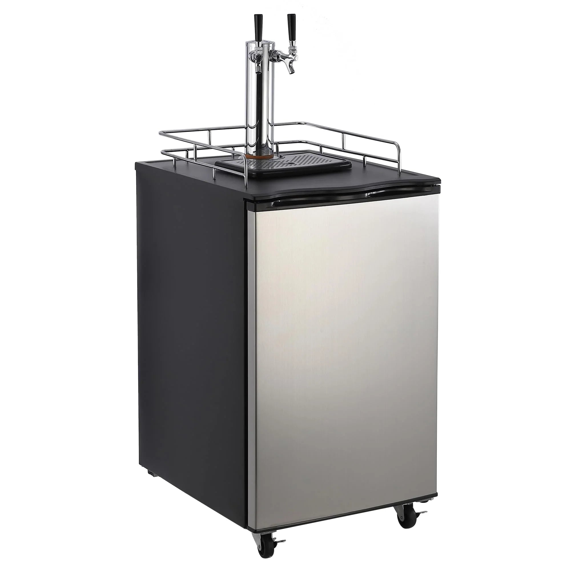 8d6ec9b3f6800c2b26dd8bcec8e92838e041ab2cbd4722312789ef7e824d4518 Beer Kegerator, Dual Tap Draft Beer Dispenser, Full Size Stainless Steel Keg Refrigerator With Drip Tray, CO2 Cylinder, 32 F- 50 F Temperature...
