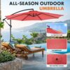 9.8FT Offset Patio Umbrella Hanging Cantilever Umbrella Outdoor Sun Shade with Easy Tilt Adjustment, 8 Ribs, UV Protection for Backyard, Lawn,...