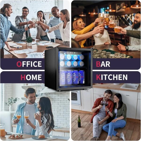 Beverage Refrigerator Cooler - 126 Can Mini Fridge with Glass Door for Soda Beer or Wine, Beverage Cooler for Home, Office, Bar with Adjustable...