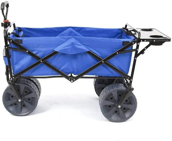 All Terrain Beach Wagon with Side Table|Heavy Duty Collapsible Folding Cart with Large Wheels for Beach Day, Picnic, Camping, Outdoor Activities |...