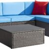Devoko 5 Pieces Patio Furniture Sets All Weather Outdoor Sectional Patio Sofa Manual Weaving Wicker Rattan Patio Seating Sofas with Cushion and...