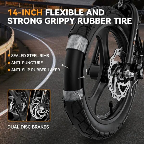 EB3 Electric Bike Adults 21mph, 500W Peak Motor, 270Wh Battery, Rear Suspension, 3 Levels Assist, 14" Folding Ebike for Adults and Teens, Complies...