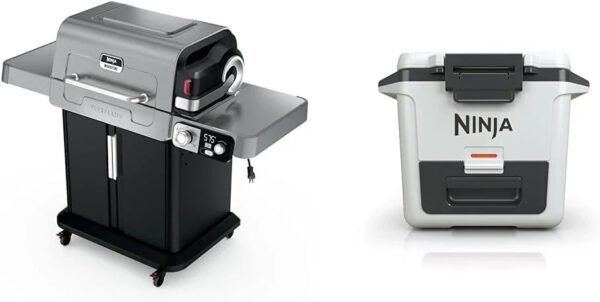 Ninja FlexFlame, Grill and Smoker, Electric and Propane Grill, Roaster, BBQ Grill, 5-in-1 Cooking System, 3 Burner, Digital Control, Outdoor...
