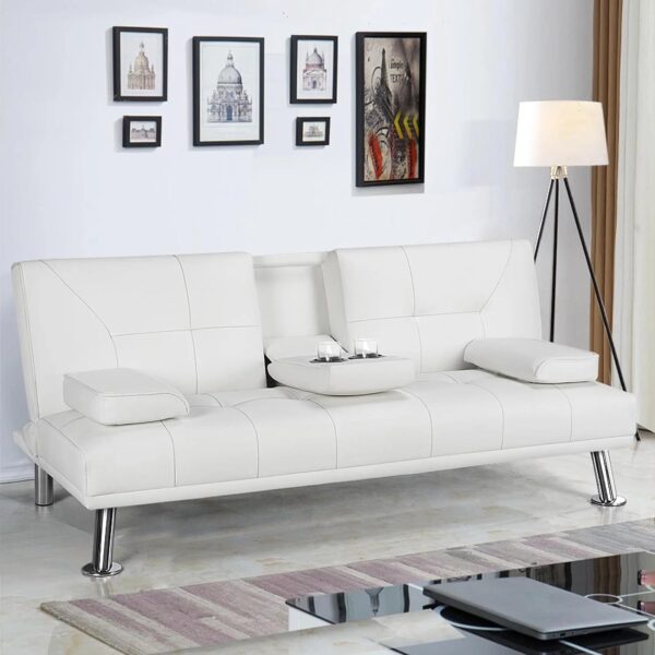 Yaheetech Convertible Sofa Bed Adjustable Couch Sleeper Modern Faux Leather Home Recliner Reversible Loveseat Folding Daybed Guest Bed, Removable...