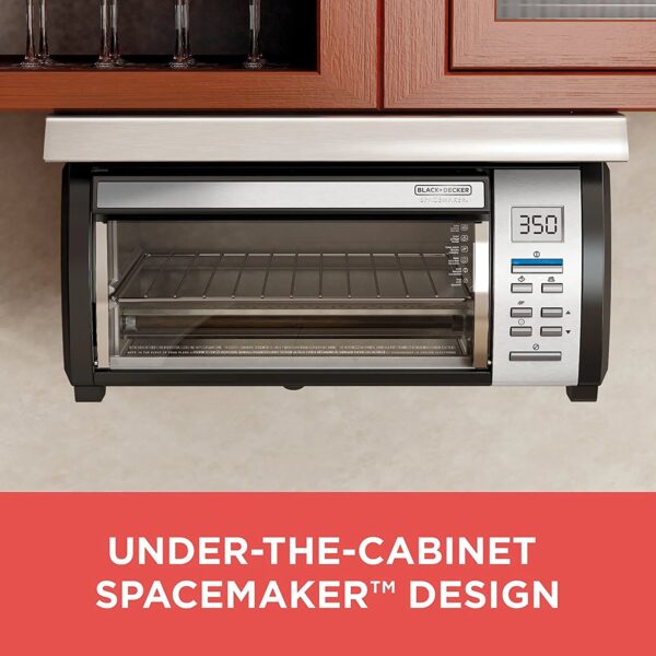 BLACK+DECKER SpaceMaker Under-Counter Toaster Oven, Digital Controls, Black/Stainless Steel, Fits 9 Pizza, TROS1000D