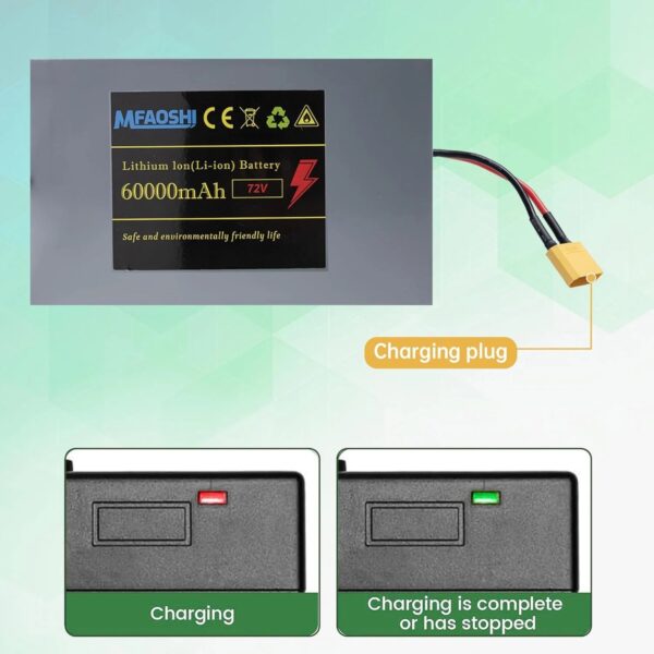 72V 60Ah Lithium E-Bike Battery with LED, XT90 Connector