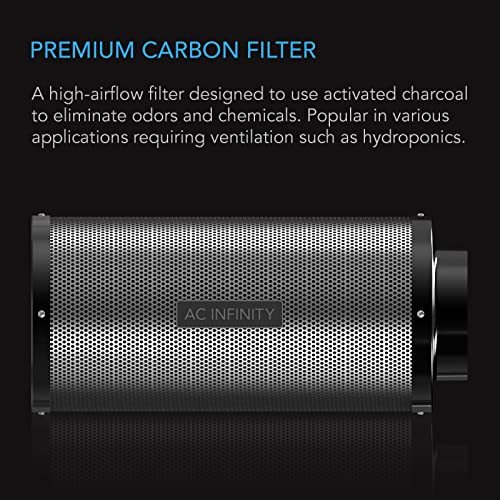AC Infinity Air Carbon Filter 12" with Premium Australian Virgin Charcoal, for Inline Duct Fan