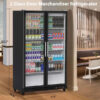 Commercial Refrigerator, Glass Door with LED Lighting Upright Beverage Display Cooler for Home, Store, Gym, or Office, Featuring Double Swing...