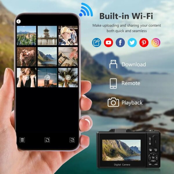 4K Digital Camera for Photography, 64MP Vlogging Camera for YouTube with 3" 180 Flip Screen, 18X Digital Zoom Point and Shoot Camara with 32GB...