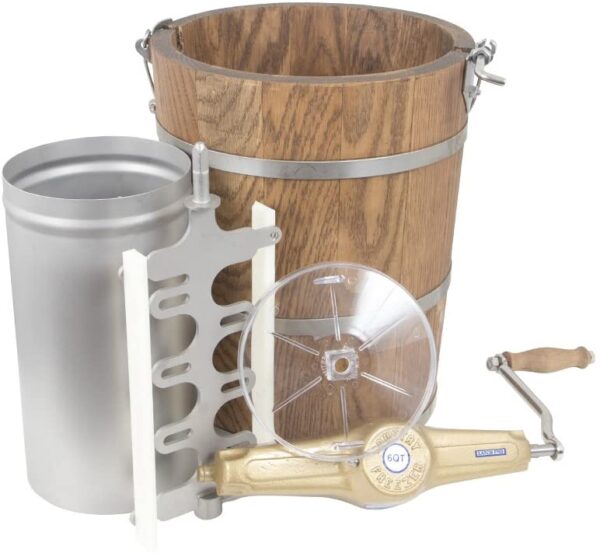 6 qt Ice Cream Maker Classic Wooden Tub Hand Crank