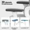 Ergo3D Ergonomic Office Chair High Back Mesh Desk Chair with 3D Adjustable Armrests, Wheels, for Home and Office (Black)