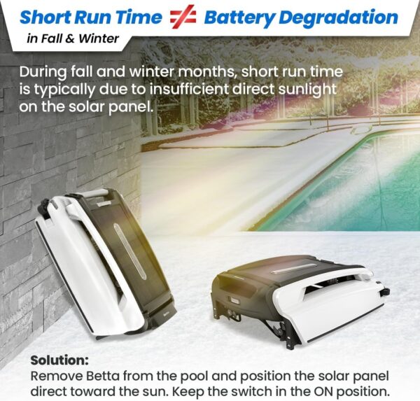 Betta SE Solar Powered Automatic Robotic Pool Surface Skimmer Cleaner with 30-Hour Continuous Cleaning Battery Power and Re-Engineered Twin Salt...
