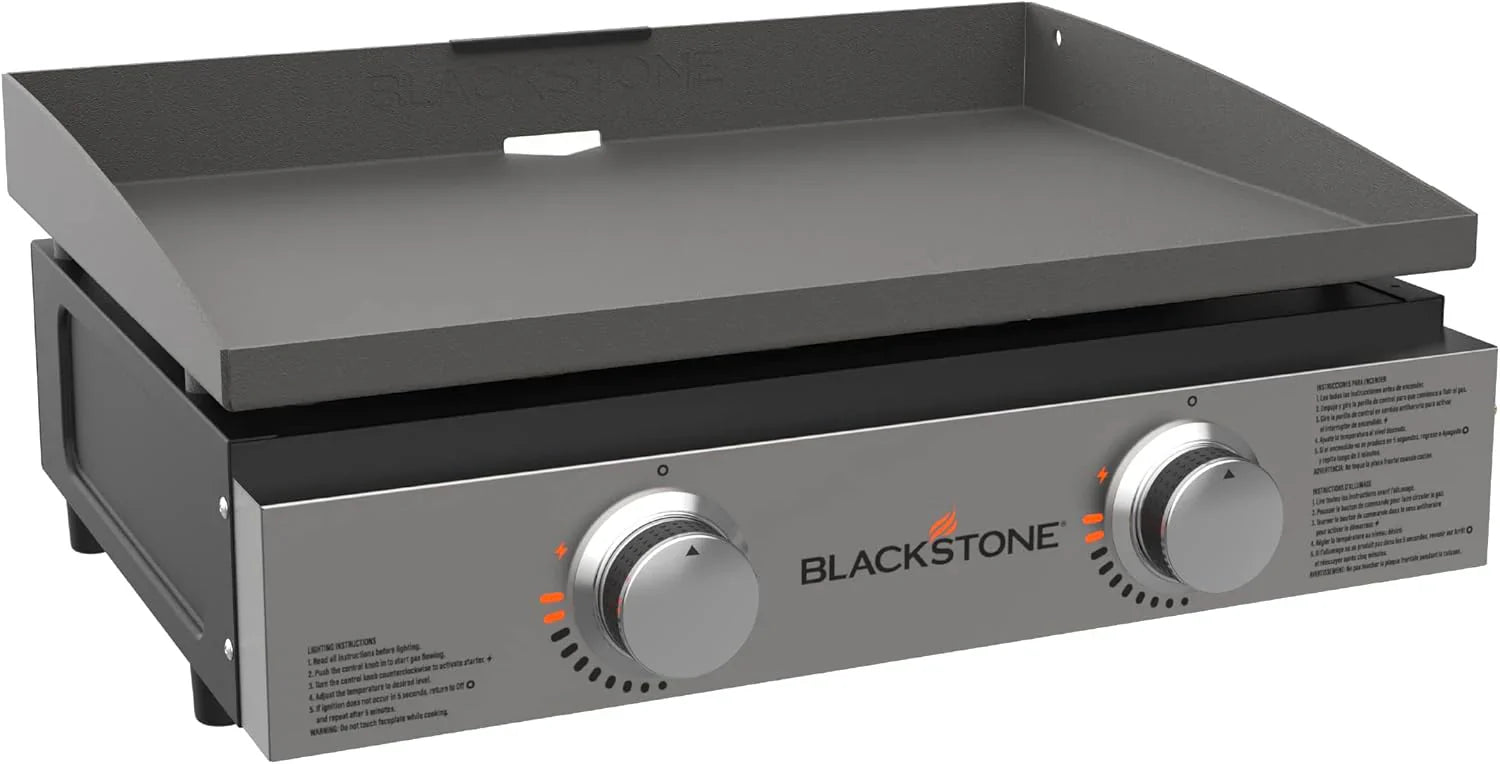 a3e480b25b08fb457e3151ceb984bb37fb7a430bee759b198a0e31c190f9de63 Blackstone 1666 22 Tabletop Griddle with Stainless Steel Faceplate, Powder Coated Steel, Black