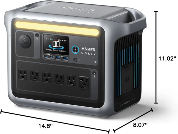 Anker SOLIX C1000 Portable Power Station with 200W Solar Panel, 1800W Solar Generator, 1056wh LFP (LiFePO4) Battery, 6 AC Outlets, Up to 2400W for...