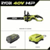 Ryobi 18 40V Cordless Chainsaw Kit with Battery & Charger, Green