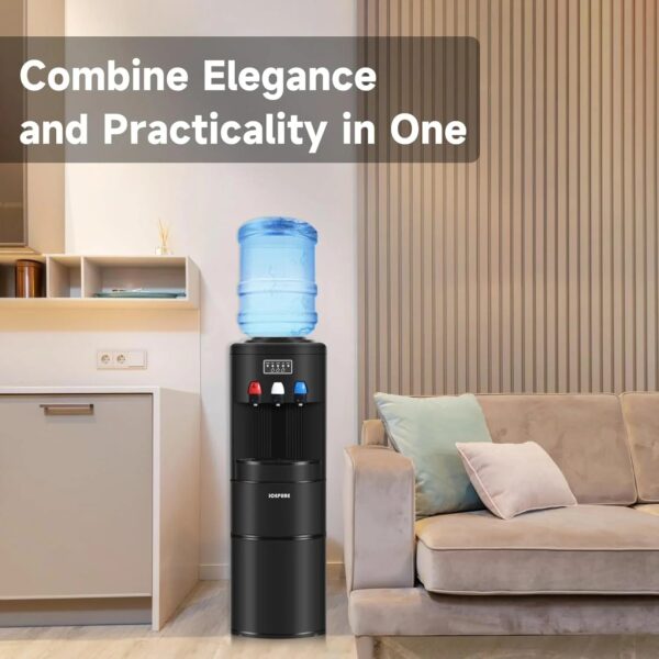 ICEPURE Water Dispenser with Ice Maker, 3-in-1 Hot and Cold Water Cooler with Built-in Bullet Ice Maker Machine, 26.5lbs/24H, Top Loading for 3-5...