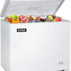Commercial Top Chest Freezer 7 Cu. Ft - Deep Ice Cream Freezer with Wire Storage Basket, Solid Door, for Groceries, Kitchen, Restaurant White