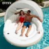 58292EP Canopy Island Inflatable Pool Float: Comfortable Lounge Surface Built-in Cup Holders Detachable Sunshade 440lb Max Weight Capacity 78.5" x 59"