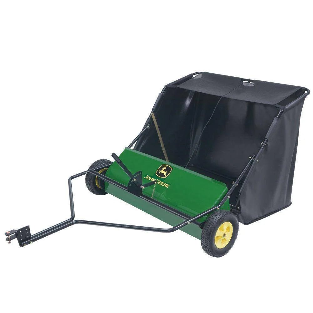 aa76e41ceb071f010e1d64e97d4ddc82192b7973412f2f44314c6147649858c3 John Deere 42 Tow-Behind Lawn Sweeper, 24 cu. ft. Capacity, Adjustable Brushes