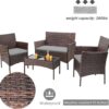 4 Pieces Patio Rattan Chair Wicker, Outdoor Indoor Use Backyard Porch Garden Poolside Balcony Furniture Sets (Red)
