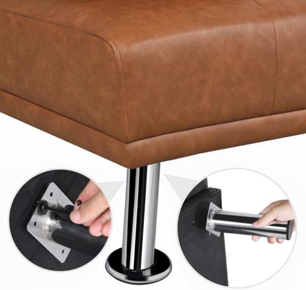 Yaheetech Convertible Sofa Bed Adjustable Couch Sleeper Modern Faux Leather Home Recliner Reversible Loveseat Folding Daybed Guest Bed, Removable...