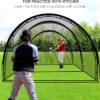Baseball Batting Cage Net Batting Cages for Backyard Portable Baseball and Softball Batting Cages with Pitching Machine Hole and Detachable Door...