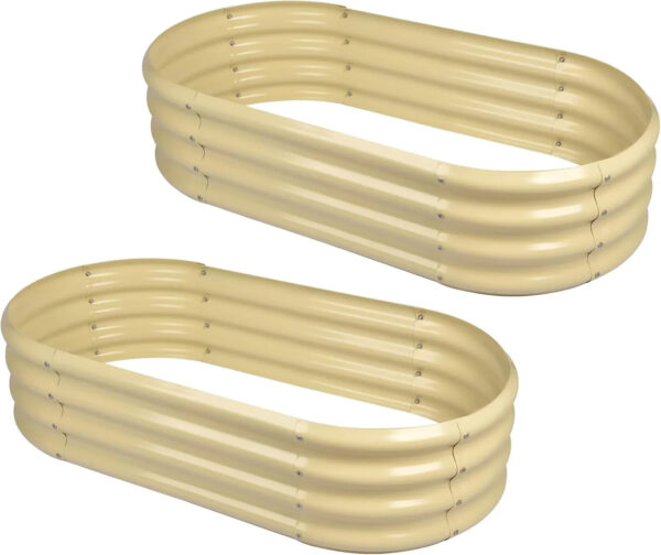 2Pcs Galvanized Raised Garden Bed Kit, 10 4 1ft Galvanized Planter Raised Garden Boxes Outdoor, Oval Large Metal Raised Garden Beds for Vegetables