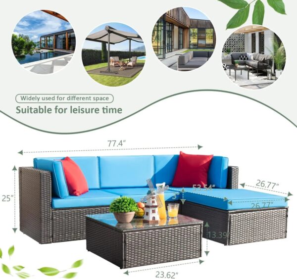 Devoko 5 Pieces Patio Furniture Sets All Weather Outdoor Sectional Patio Sofa Manual Weaving Wicker Rattan Patio Seating Sofas with Cushion and...