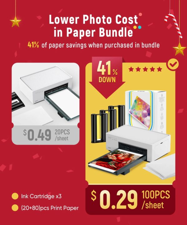 Liene 4 6 Photo Printer with Wi-Fi, 100 Sheets, Thermal-Dye Sublimation, for iPhone & Android